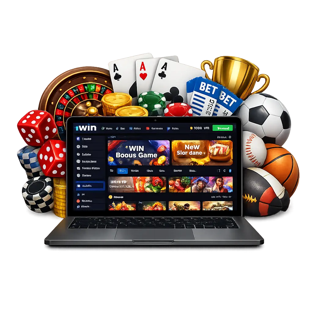 Laptop with the 1win official website interface